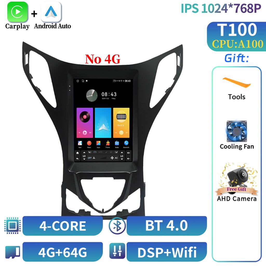 9.7" Android 14 For Hyundai Azera 2011-2012 Car Radio Multimedia Central  Navigation 4G GPS Carplay Android Auto Carplay Screen