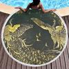Luxury Gold Vintage Floral Round Beach Towel with Tassels, Microfiber Quick Dry Beach Blanket Absorbent Meditation Rug Yoga Mat