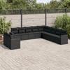 VidaXL Garden Lounge Set 11 Pcs with Cushions Black Wicker 3219175