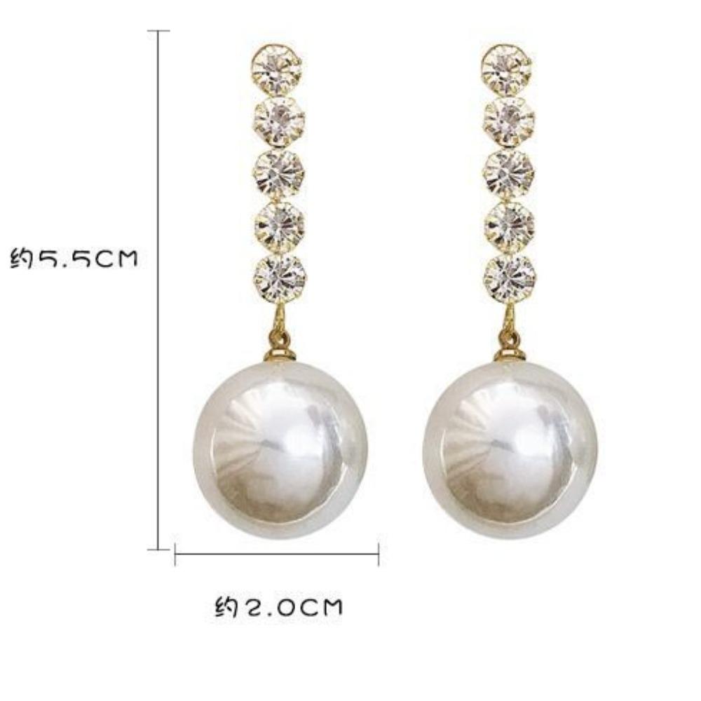 Vintage Temperament Sparkly Rhinestone Tassels Pearl Dangle Earrings for Women Bride Wedding Fashion Designer Earrings Jewelry