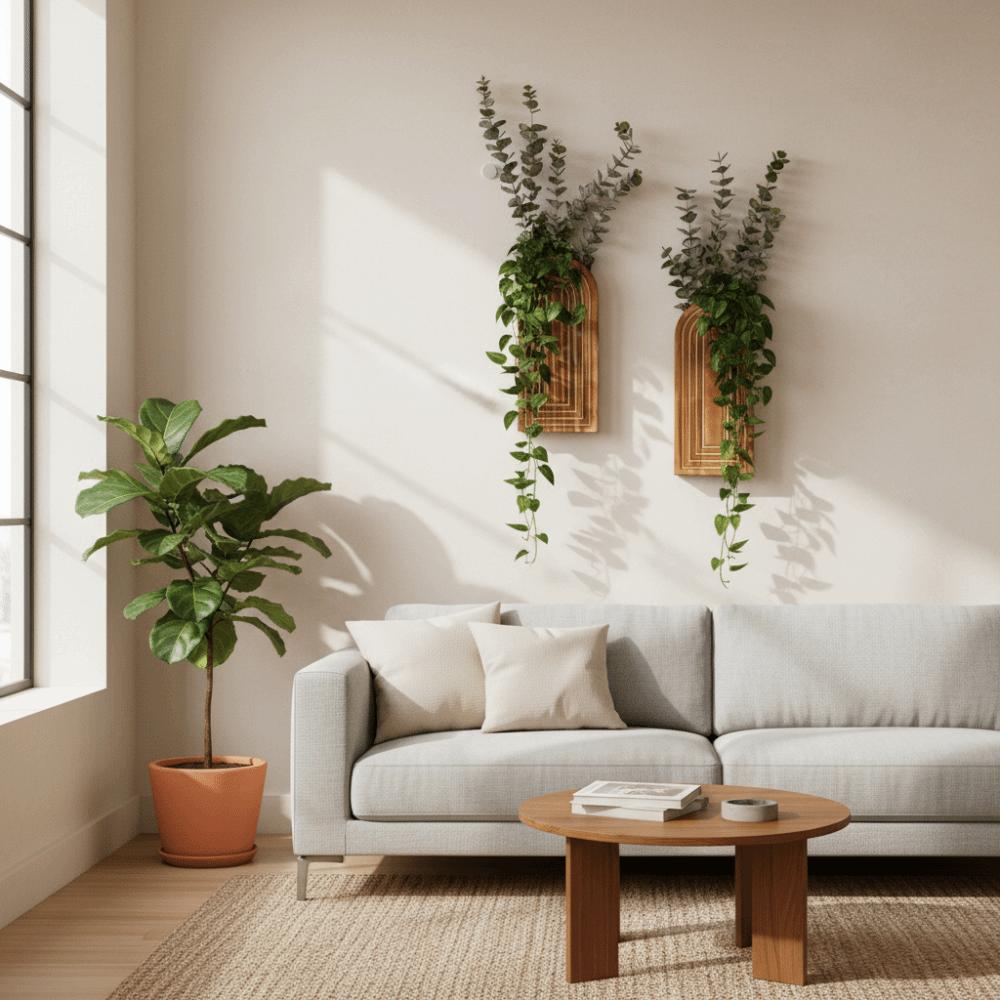 Art Decor Natural Wood Wall Planter Handmade Boho Style Hanging Planter Modern Farmhouse Wooden Wall Vase Bedroom