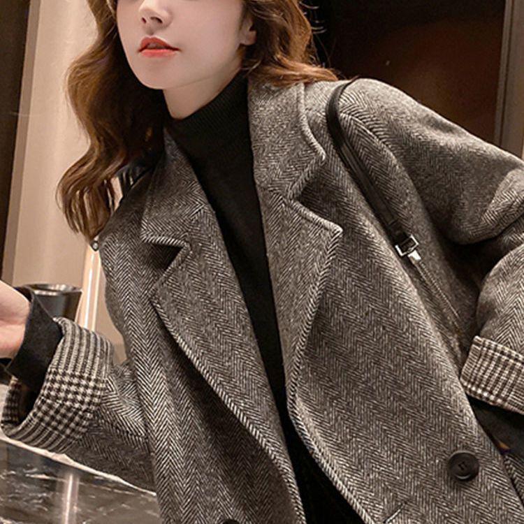 Women's 2025 Spring Woolen Slim Fit Jacket - Korean & British Style