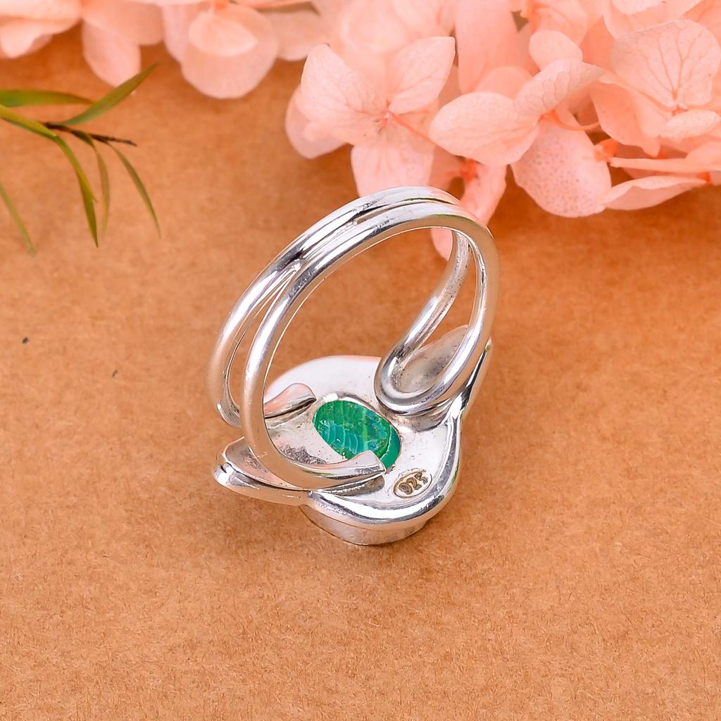 Malachite Designer Handmade Oxidised 925 Sterling Silver Ring V2925, Green Ring, Oval Ring, Valentin's Day Gift, Gift For Her, Birthday Gift, Handmade