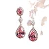 Wish Flower Fat Square Pink Diamond Earrings Simple Personality Niche Earrings Earrings
