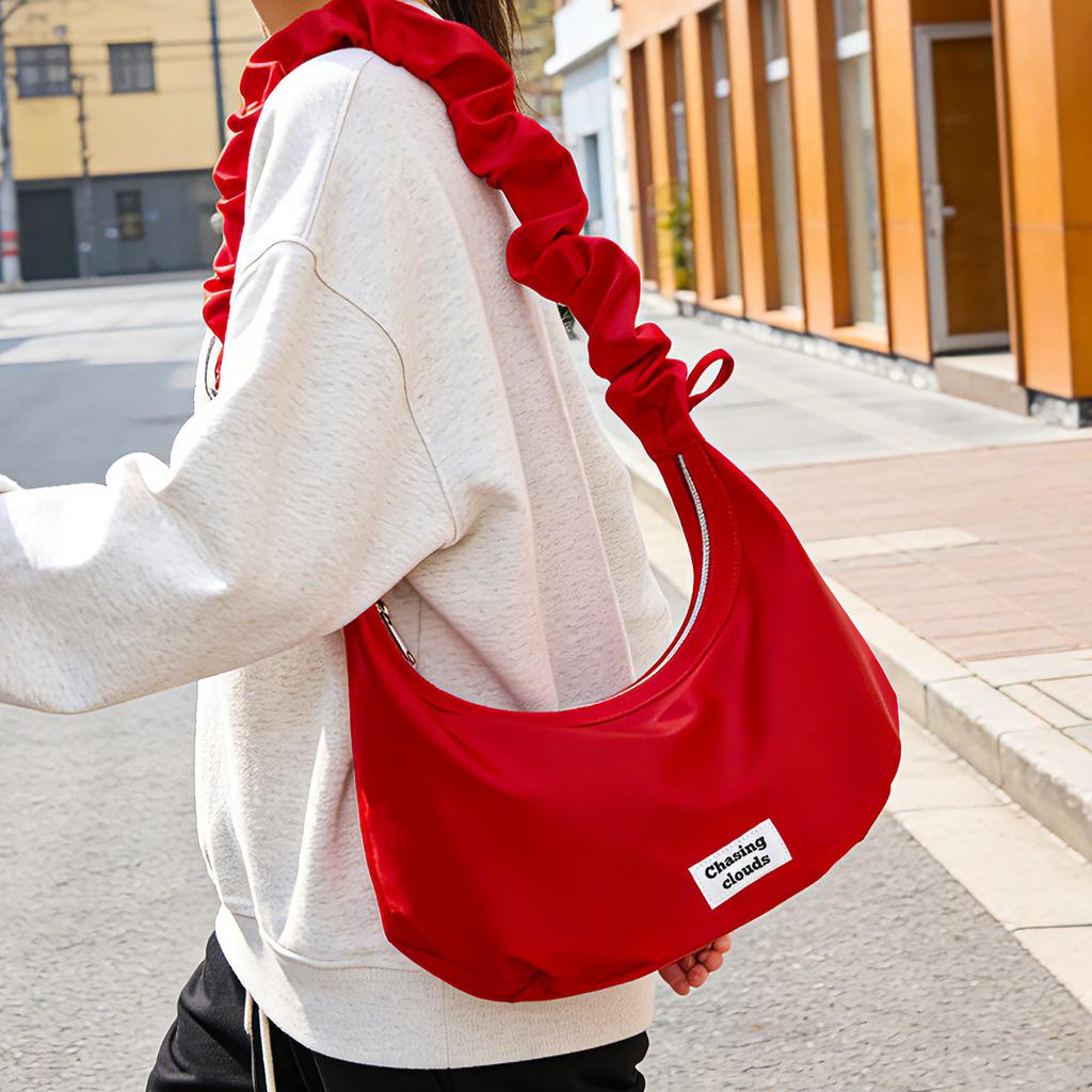 Fashionable Pleated Cloud-shaped Bag, Large Capacity Dumpling Bag, Diagonal Crossbody Bag