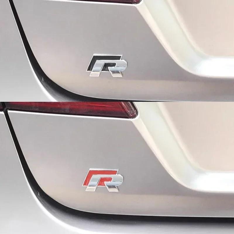 UDXKW1 Metal Car Grille Emblem Rear Trunk Badge Stickers for Volkswagen VW R Rline Polo Golf Jetta Beetle CC Bora Tiguan Touran Passat