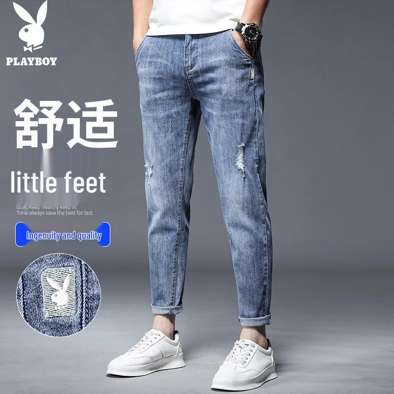 

PLAYBOY Мужские состаренные джинсы прямого кроя до щиколотки 32