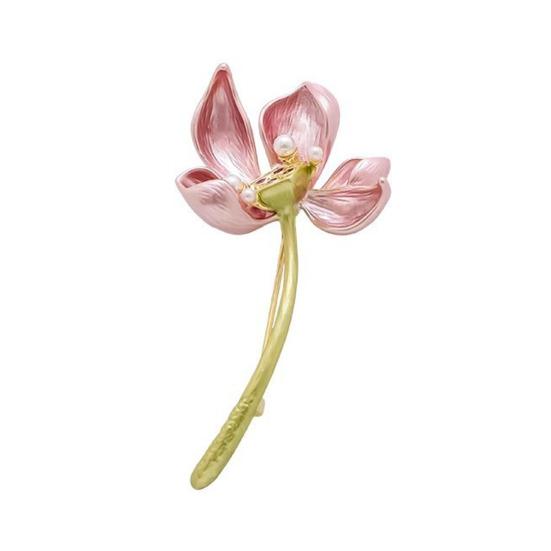 

Women Brooch Imitation Pearls Inlay Pink Flower Design Lapel Pin Non-Slip Buckle Scarf Badge Clothing Bags Accessories розовый