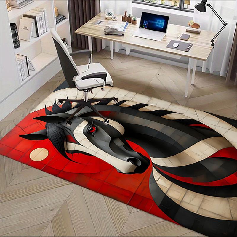 Black Horse Theme Office Carpet Chair Mat: Large Size, Home Decor Rug for Sofa and Floor, Perfect Gi
