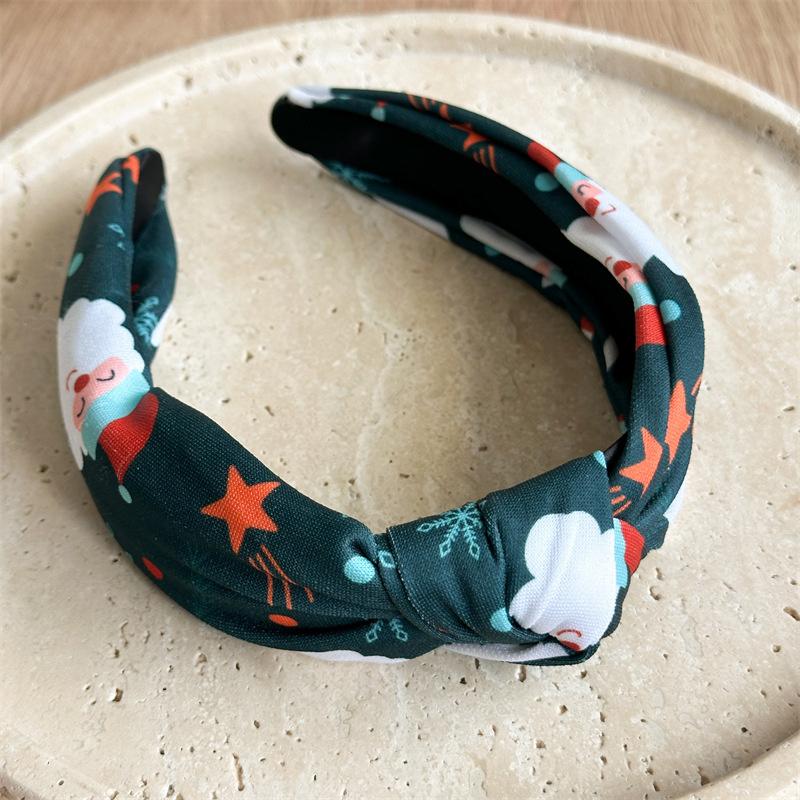 Merry Christmas Printed Knitting Knot Headband for Women Girls Party Hairbands Fashion Ladies Festival Headwear