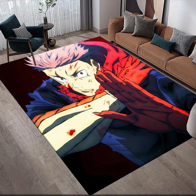 Jujutsu Kaisen Hero Squad Square Area Rug, Non-Slip Floor Mat for Living Room, Perfect Gift for Jujutsu Kaisen Fans.chl