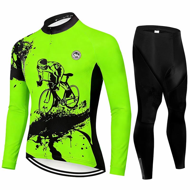 Team 2026 New Spring /Autumn Men Cycling Jersey Long Sleeve Set MTB Bike Clothing Maillot Ropa Ciclismo Racing Bicycle Clothes