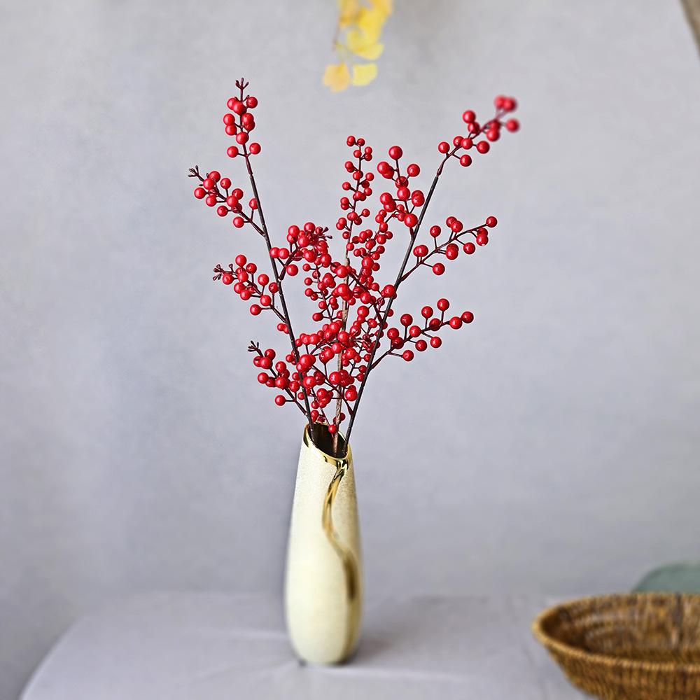 Fa Cai Fruit Red Berry Holly Red Fruit Fake Flower Simulation Desktop Living Room New Year'S Decoration Wedding Room Housewarming Ornament Lucky