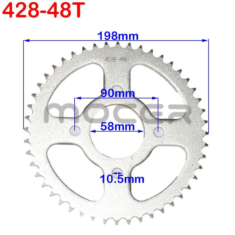 420/428 Chains 37T/41T/48T Tooth 58mm Rear Chain Sprocket for ATV Quad Pit Dirt Bike Buggy Go Kart Motorcycle Accessories