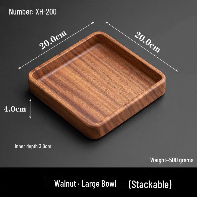 Rechteckige Teeschale aus Massivholz