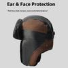 Winter PU Trapper Hat Outdoor Windproof Ski Cap Ear Flap Protection Thickened Fleece Lined Warm Hat