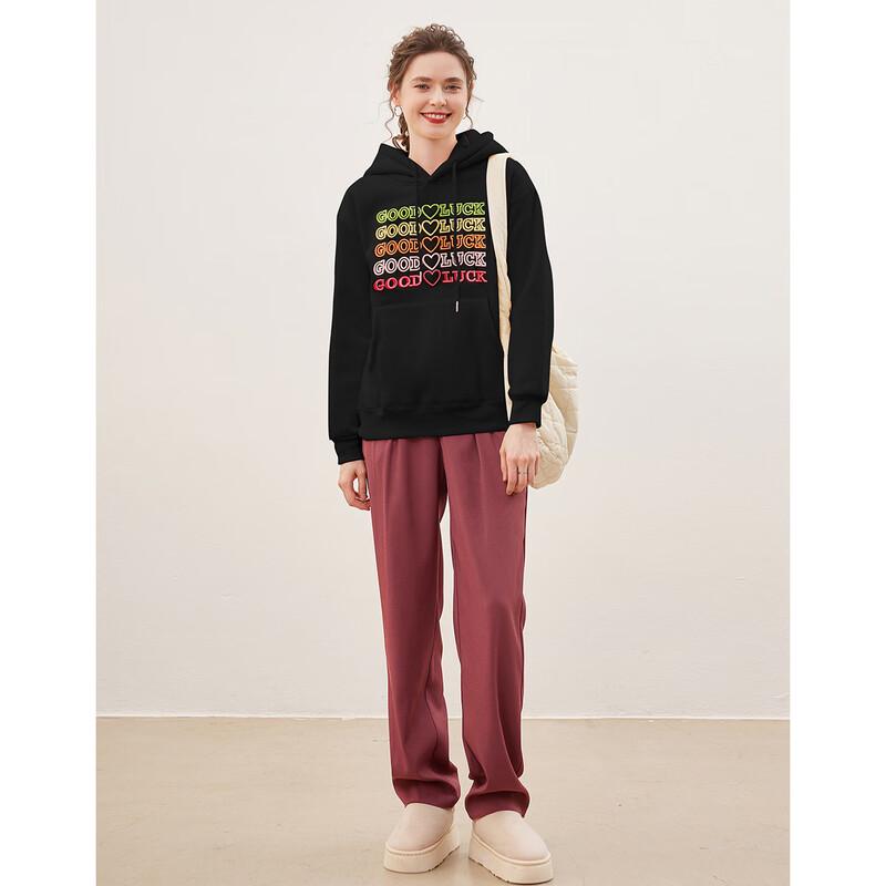 Damen Fleecegefüttertes Besticktes Kapuzensweatshirt