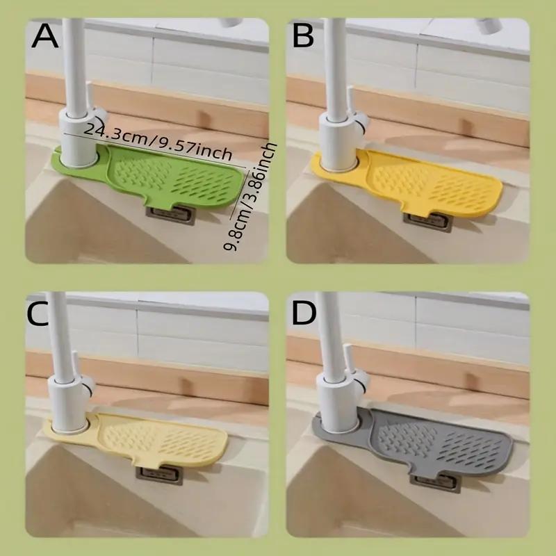 2pcs Silicone Faucet Splash Guard & Drain Pad - Rotatable, Thick & Flexible Kitchen and Dining Table Protection