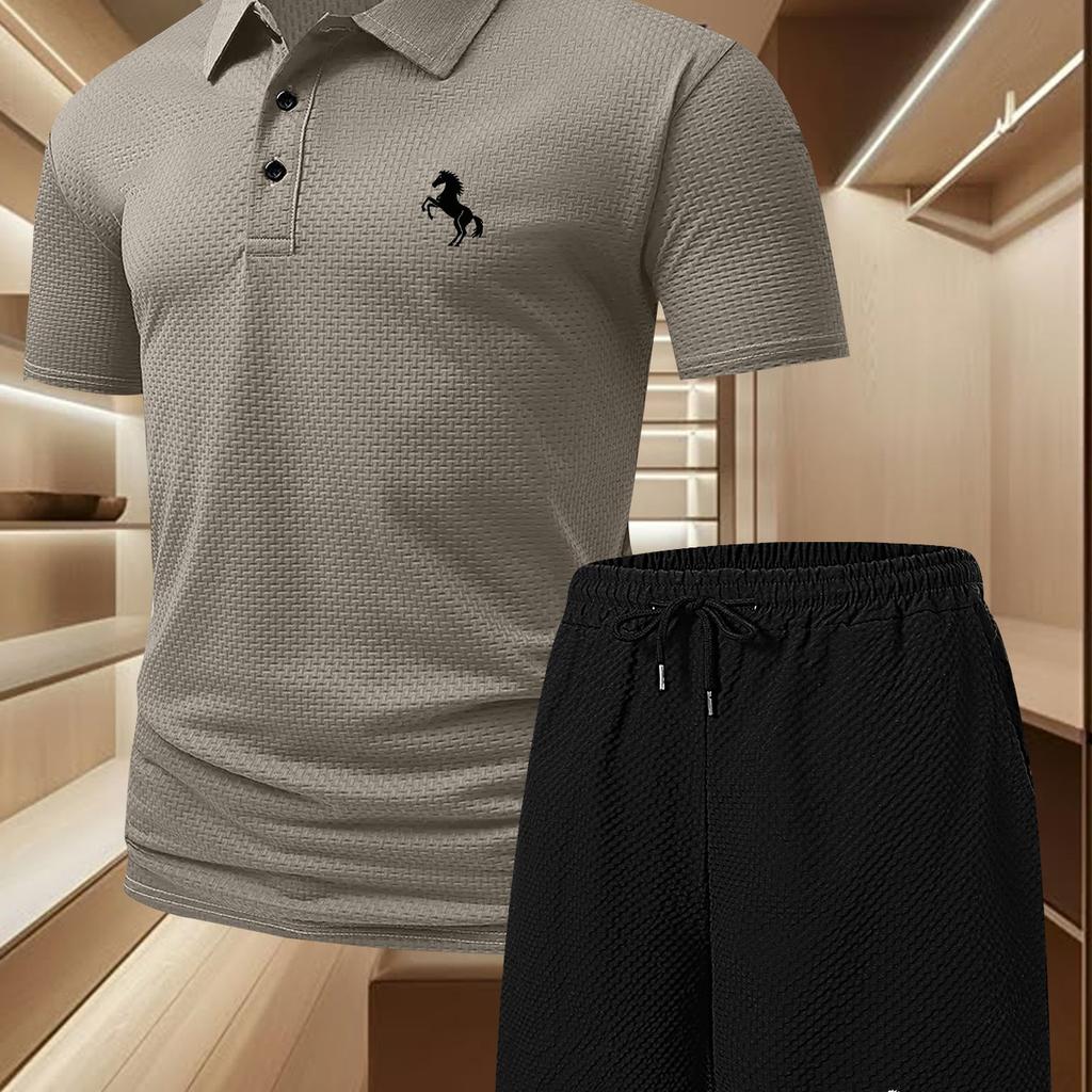 Conjuntos de Chándal de Verano para Hombre de 2 Piezas con Pantalones Cortos, Conjuntos de Sudadera de Manga Corta, Polos de Golf