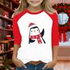 Tops For Youth Girls 4-16 Years Round Neck 3/4 Sleeves T-Shirts Trendy Tops Outfit Tees Christmas Day