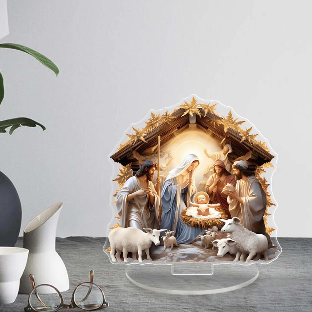 2D Flat Acrylic Christmas Nativity Scene Set, Christmas Interior Christmas Scene Set, Christmas Nativity Scene Set And Figure Model, Suitable