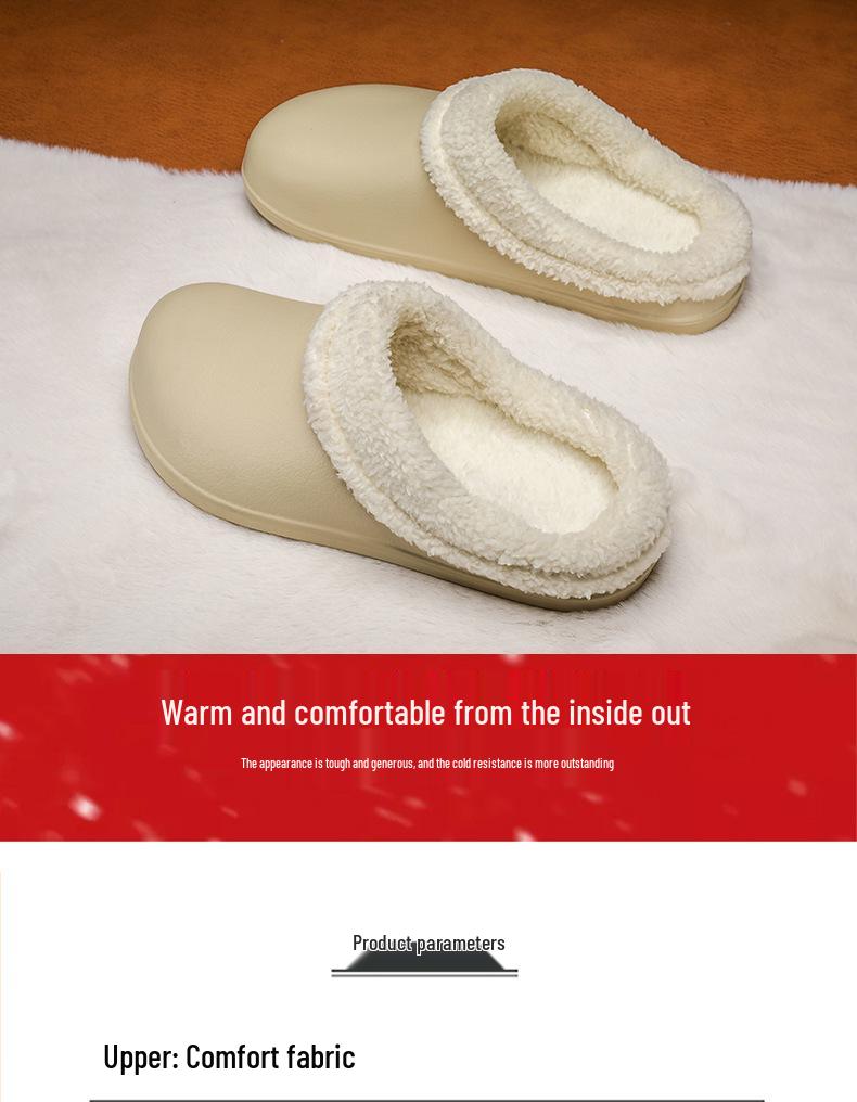 Women's Fleece-Lined Cotton Slippers: Warm, Non-Slip, Waterproof, Plus Size Winter Footwear for Couples