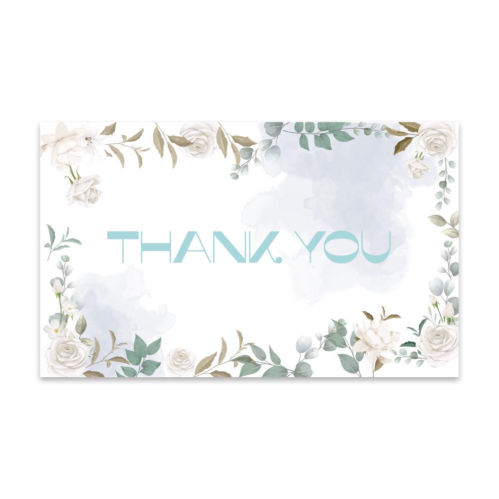 Green Leaf Thank You Card with Pink Packaging - Coated Paper Gift Card