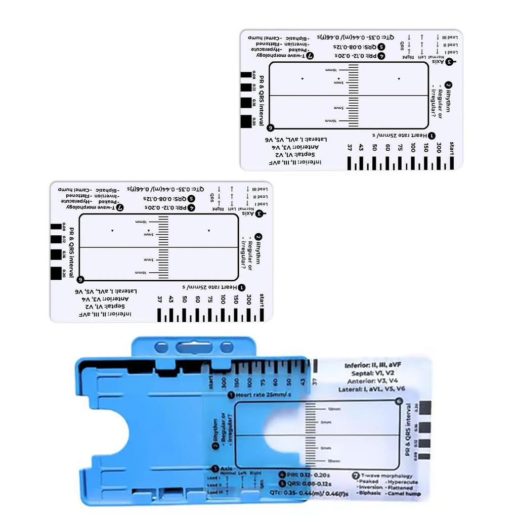 Professional Pocket Card 7 Step Ruler For Easy Electrocardiogram Assessment Reference Guide Efficient Heart Data Reading