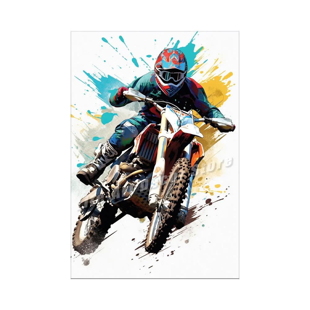 Watercolour Dirt Bike Motocross Posters Prints Canvas Painting Motorcycle Motorbike Wall Picture for Room Home Decor Biker Gift