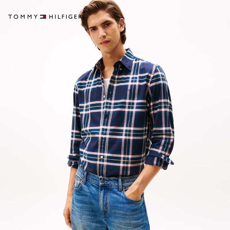 

Tommy Hilfiger Men s Plaid Long-Sleeve Shirt L