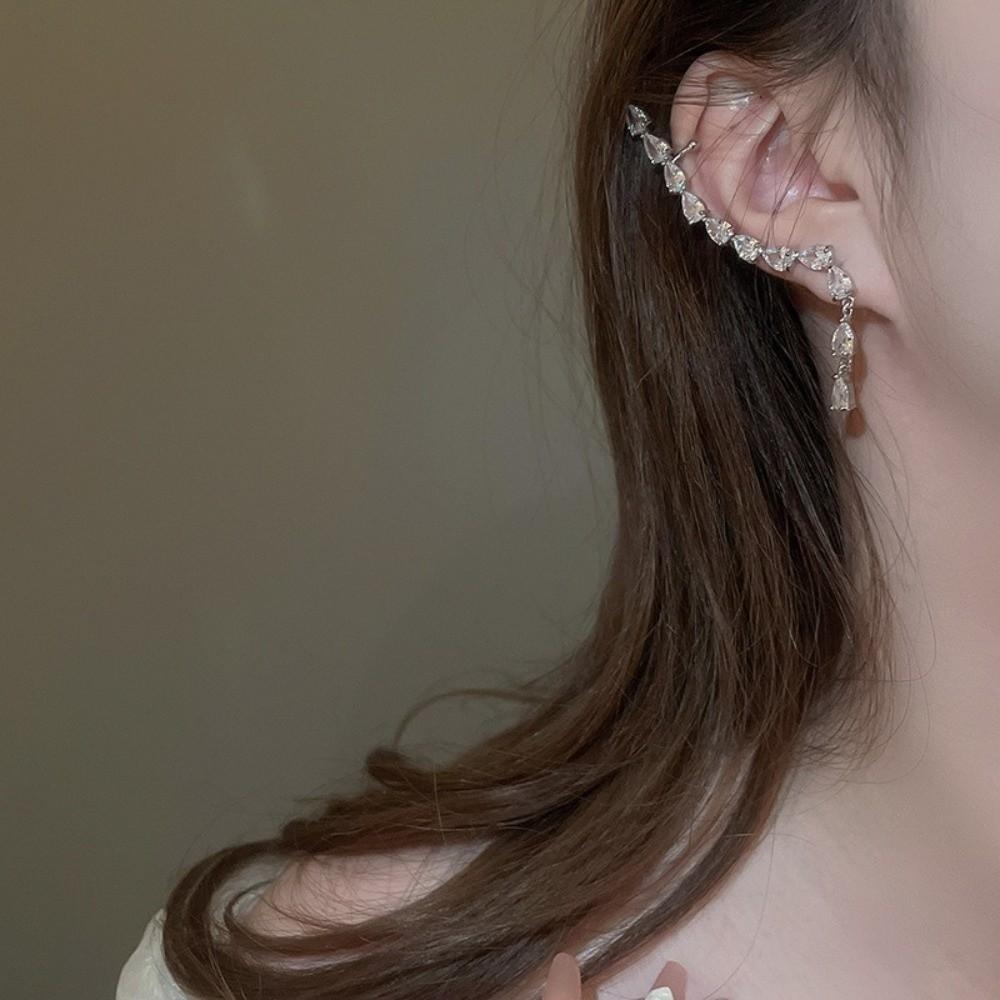 1 Pcs Elegant Zircon Earrings Luxury Clip-On Earrings Dangle Earrings  Women's Jewelry Accessory