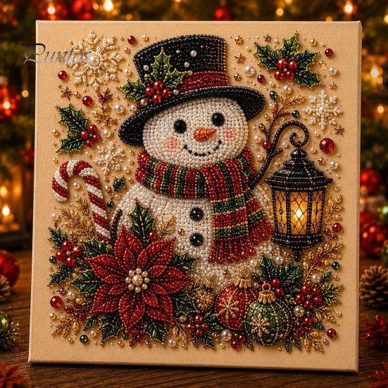 Interactive Family Crafts Christmas Faux Pearl Art Kit, Tree Wreath Painting DIY Sets Sparkling Diamond Craft Kit for Adults, Holiday Wall Decor Gift