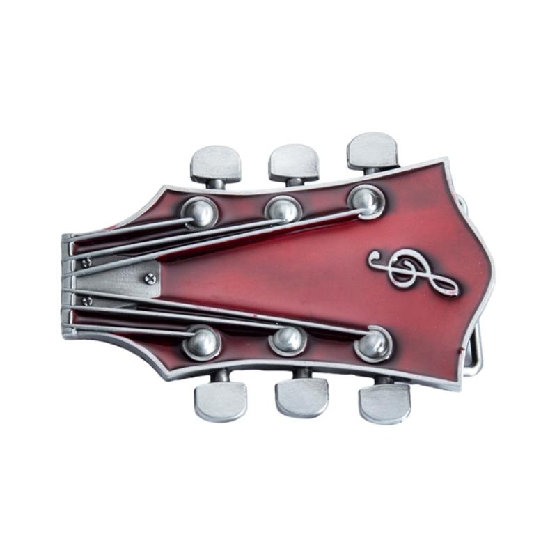 Western Cowboy Guitar Belt Buckle Metal Multi Color Drop Oil Personality Music Belt Link Buckle Unisex Belt Buckle красный