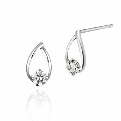 10K White Gold Earrings with Cubic Zirconia 151136553204 Canal4℃ (Canal 4℃) (WG)