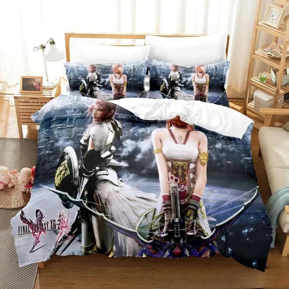 New 3D Printed Anime Game Final Fantasy Xiii-2 Bedding Set Boys Girls Twin Queen King Size Duvet Cover Pillowcase Bed Boys Adult
