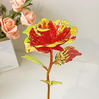 Bunte Künstliche Rose Blume Ewige Regenbogenrose Geschenke mit Lichterkette für Frauen Mädchen Mama Ehefrau Muttertag Valentinstag