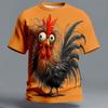 Men's Animal Rooster T shirt Funny 3D Chicken Print Short Sleeve T-shirts Outdoor Casual Street Style Sports Retro Male Clothing