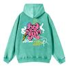 Vintage Womans Washed Hoodies Cute Rabbit Angel Graffiti Prints Pullovers Pocket Oversize Cotton Hooded Fashion Clothes