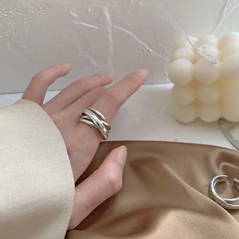 Design Sinn Trendige Mode Persönlichkeit Leichter Luxus Nische Geometrisch Offener Ring Set Zeigefinger Kleiner Finger Ring