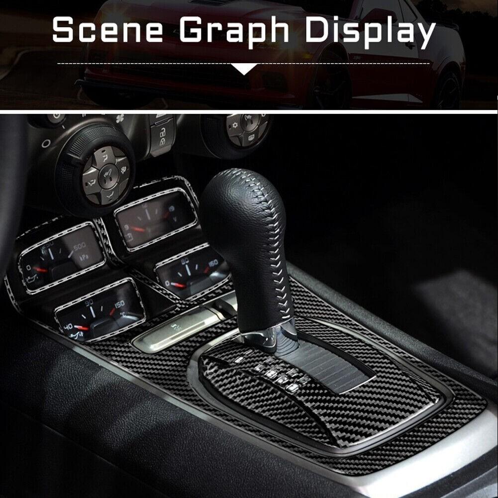 For Chevrolet-Camaro 2010-2015 Carbon Fiber Gear Shift Panel Cover Trim Sticker