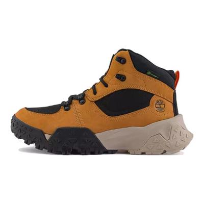 Motion Scramble Bico Redondo Absorção de Choque Antiderrapante Durável Cano Médio Sapatos de Caminhada Masculinos Sapatos de Caminhada Trigo A68Q8