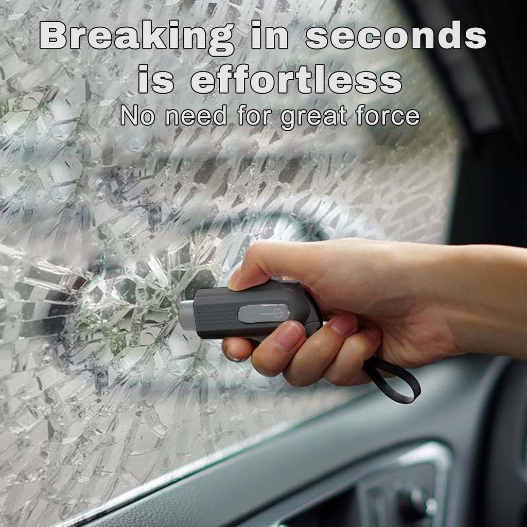 Car Emergency Safety Hammer – Tungsten Steel Tip Window Breaker For Double Glass, Vehicle Escape Tool With Metal Body