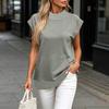 Damen Casual Ärmelloses Sweatshirt mit Rundhalsausschnitt und Tasche Farbe Top