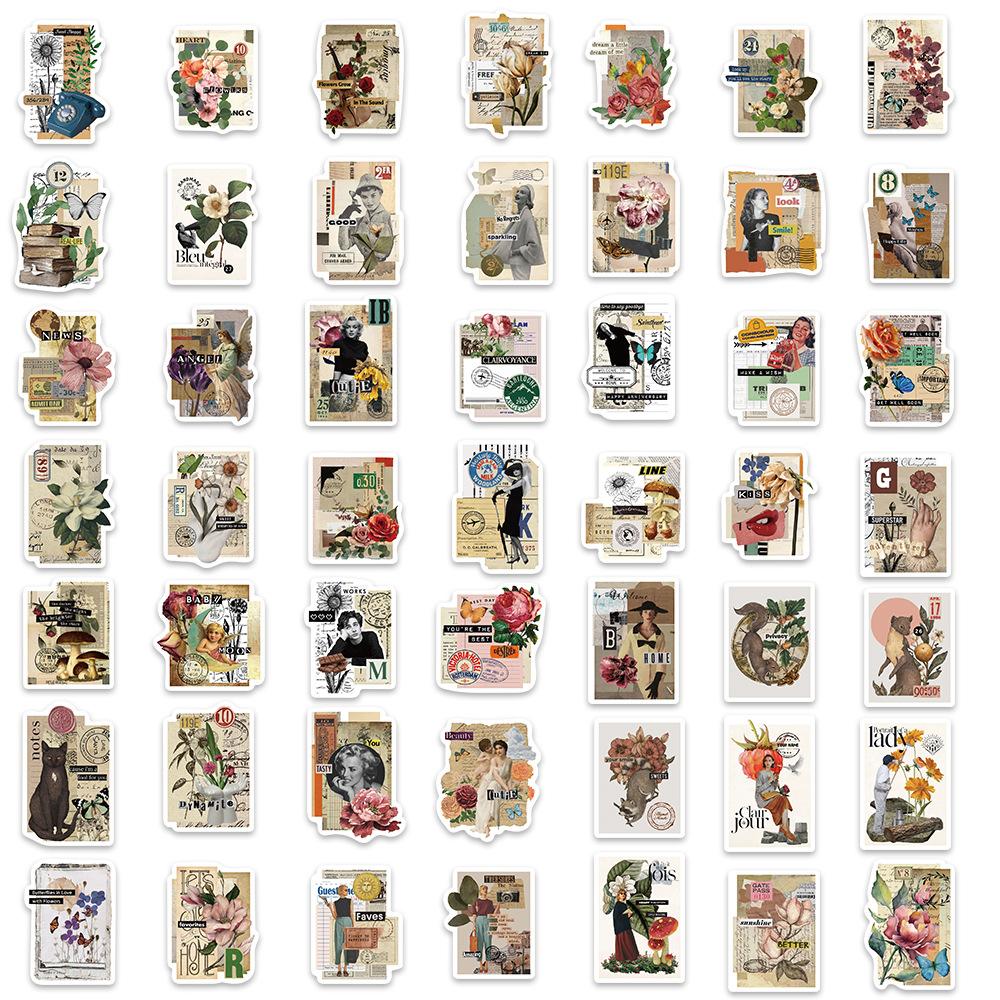 53 Retro Sticky Notes Graffiti Stickers Personalized Decorative Guitar Notebook Suitcase DIY Waterproof Stickers