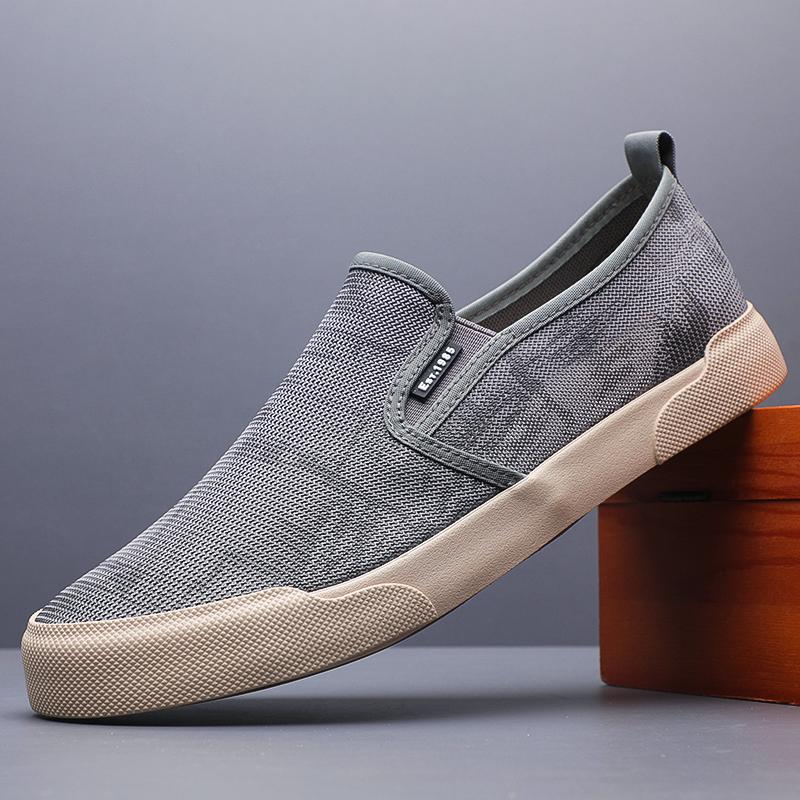 

Модная мужская парусиновая сетчатая обувь Нескользящая 2025 Модная повседневная обувь с низким верхом Легкая обувь для вождения Модная уличная обувь для ходьбы SS25605 44 серый