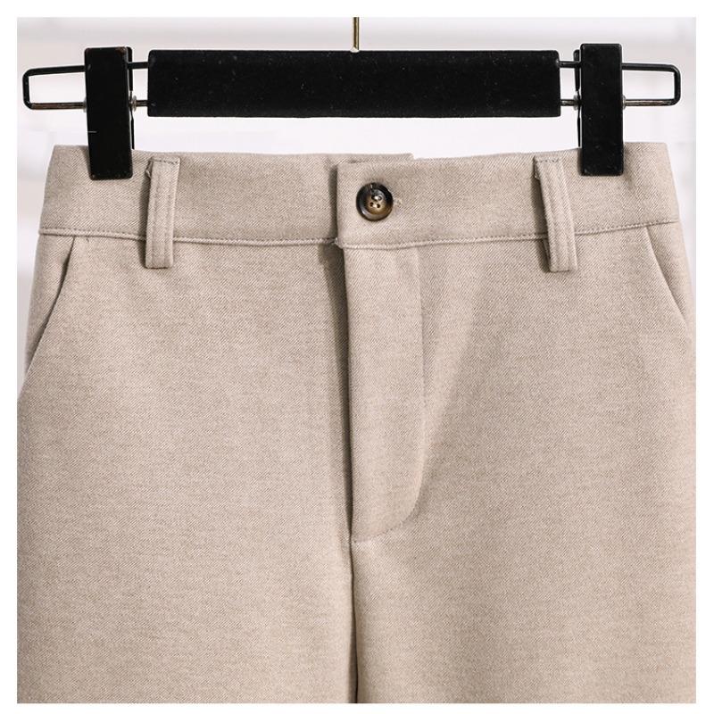 Förtjockade tweedbyxor för kvinnor höst och vinter Raka byxor i plusstorlek Casual byxor