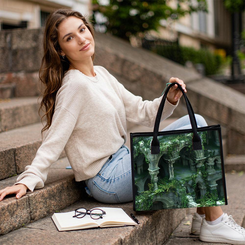 Vintage Ruins Print Tote Bag Stylish Daily Carry Bag for Outdoor Shopping Travel Commute