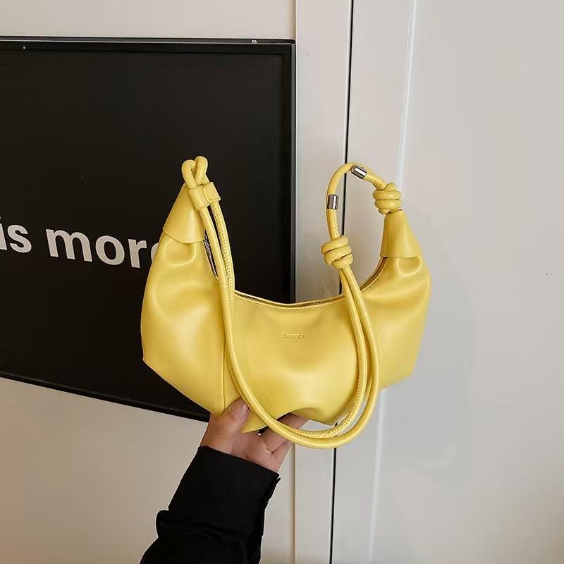 

Bullhorn Shaped Underarm Bag Women s Solid Color Dumpling Handbag Zipper Shoulder Bag Knot Design Commute Dating Crossbody Bag 23x7x21cm