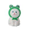 Solid Wood Painted Cartoon Cat Sculpture Handmade Hand Engraving Cat Decorations  Girls