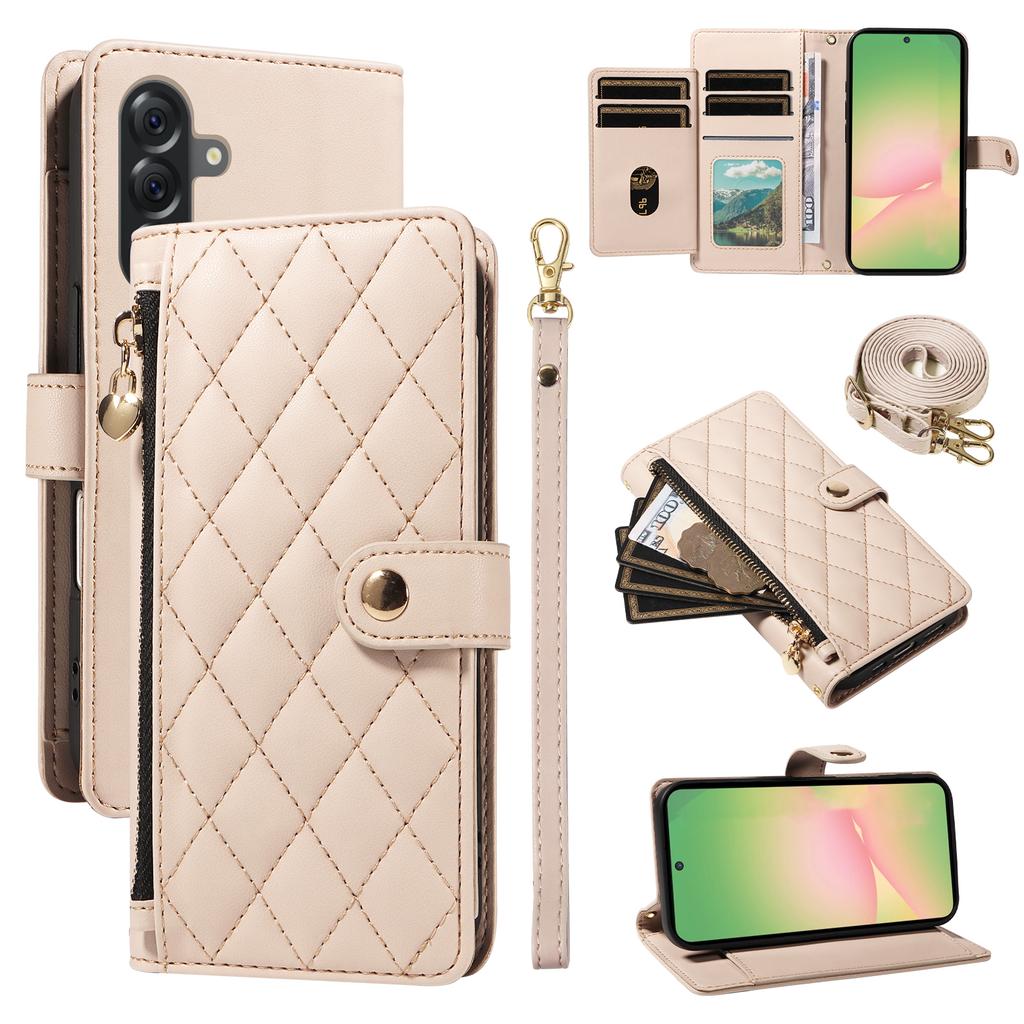 For Samsung Galaxy A56 5G/M56 5G Wallet Case with Straps,Rhombus Leather Stand Phone Cover